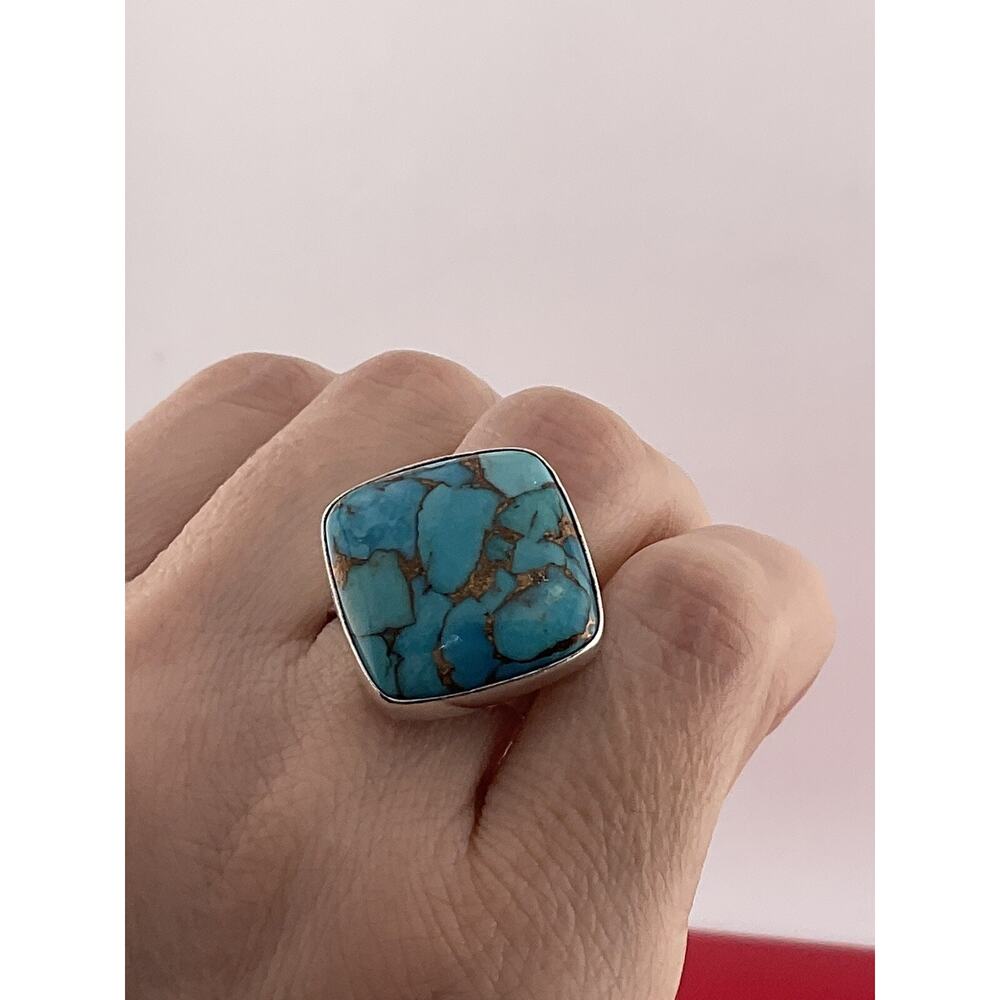 DTR 925 Sterling Silver Turquoise Ring Size 10